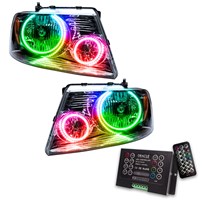 Oracle Lighting 2005-2008 Ford F-150 Pre-Assembled Halo Headlights - Chrome Housing - Colorshift - W/2.0 Controller