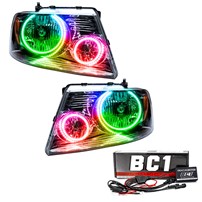Oracle Lighting 2005-2008 Ford F-150 Pre-Assembled Halo Headlights - Chrome Housing - Colorshift - W/Bc1 Controller