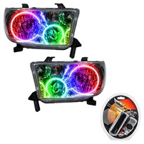 Oracle Lighting 2007-2013 Toyota Tundra Pre-Assembled Halo Headlights - Chrome Housing - Colorshift - W/Rf Controller