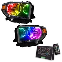 Oracle Lighting 2014-2017 Toyota Tundra Pre-Assembled Halo Headlights - Dual Halo - Colorshift - W/2.0 Controller
