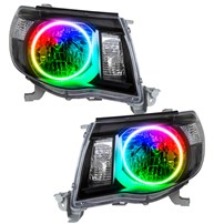 Oracle Lighting 2005-2011 Toyota Tacoma Pre-Assembled Halo Headlights-Black - Colorshift - W/No Controller