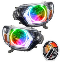 Oracle Lighting 2012-2015 Toyota Tacoma Pre-Assembled Halo Headlights - Chrome - Colorshift - W/Rf Controller