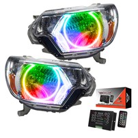 Oracle Lighting 2012-2015 Toyota Tacoma Pre-Assembled Halo Headlights - Chrome - Colorshift - W/2.0 Controller