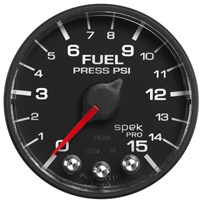 AutoMeter Spek Pro Fuel Pressure Gauge - 0-15 PSI - Black Face - P315328