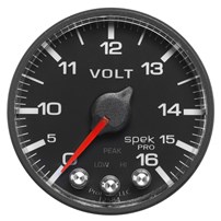 AutoMeter Spek Pro Voltmeter - 0-16 Volts - Black Face - P344328