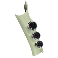 AutoMeter Spek Pro TRIPLE Gauge Kit w/o speaker hole - 10-15 Dodge Ram - Pillar Color: Beige - Dial Face: White - Gauges: Boost 0-60 PSI | Pyrometer 0-2000 F | Trans. Temp 100-300 F - P73003