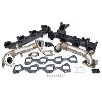 PPE High Flow Exhaust Manifold (Black Ceramic Finish) with Up-pipes - 2017-2023 GM 6.6L Duramax L5P