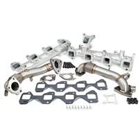 PPE High Flow Exhaust Manifold (Silver Ceramic Finish) with Up-pipes - 2017-2023 GM 6.6L Duramax L5P