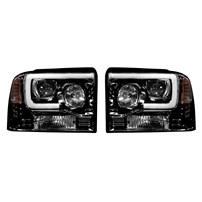 Recon Projector Headlights  w/ Ultra High Power Smooth OLED HALOS & DRL - Smoked / Black - 2005-2007 Ford F-250/F-350/F-450/F-550