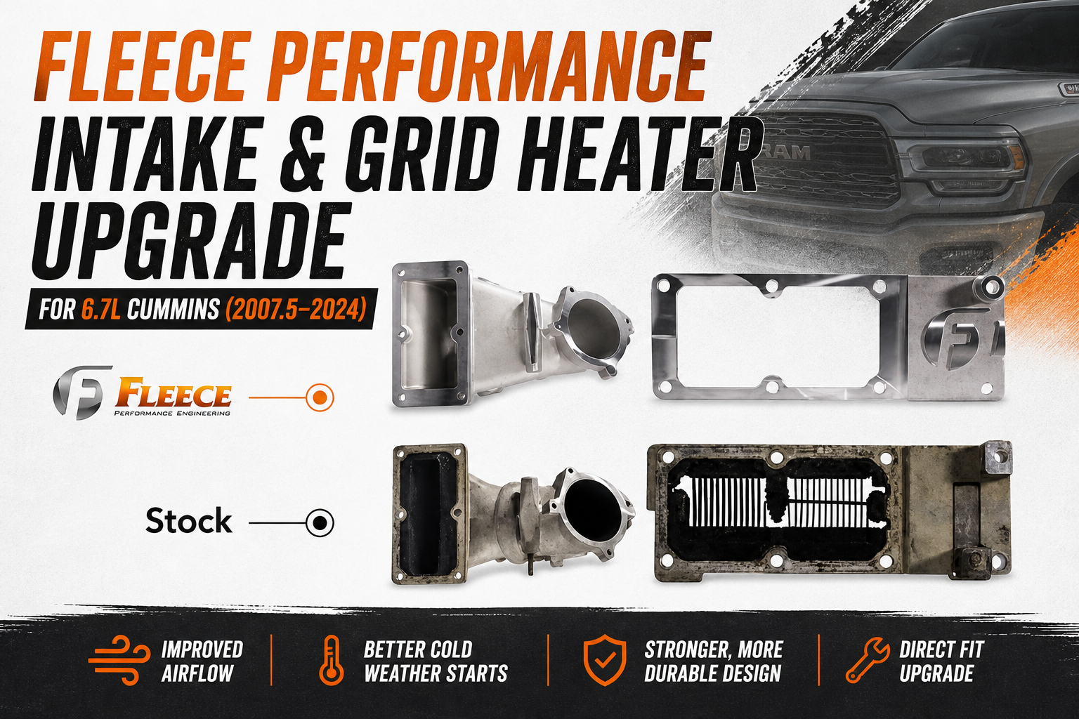 Fleece_Performance_Intake_Grid_Heater_Upgrade_for_6.7L_Cummins_2007&ndash;2024